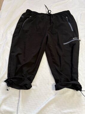 Mocoly Women's Capri Joggers XXL Gray Elastic Waist Pockets Drawstring Stretch